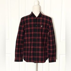 FAIRHALE Boy’s Plaid Shirt, Black and Red, Size Medium